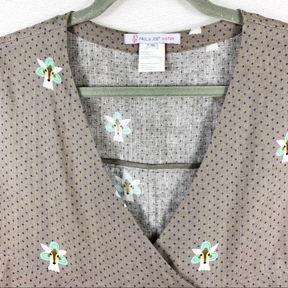 Paul & Joe Sister Linen Mini Sheath Dress V-Neck Pockets 8 - Picture 6 of 8